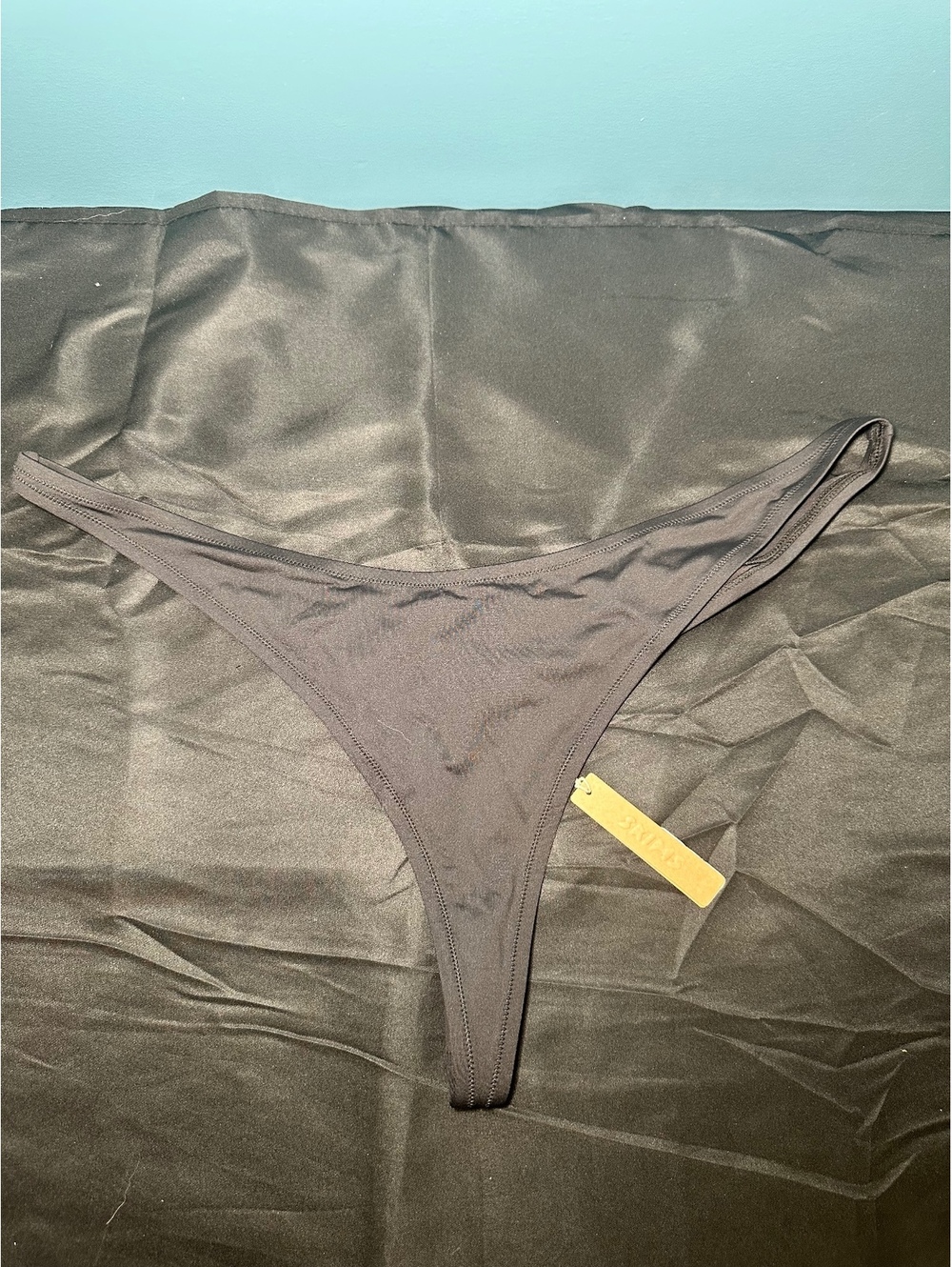 SKIMS Recycled Swim Thong Bikini Bottom 4X Onyx